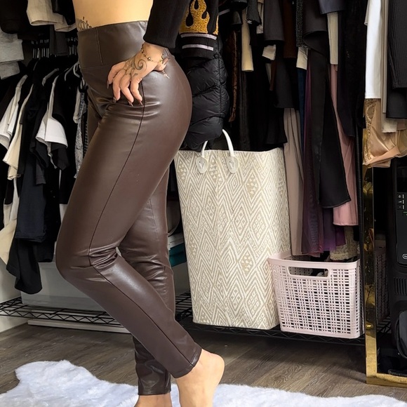 Dynamite brown/chocolate faux leather pants/leggings - Picture 3 of 3
